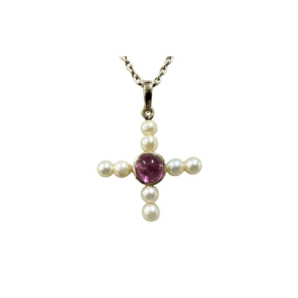 14k Gold Pearl Drilled and Pink Tourmaline Pendant – K Jewelry