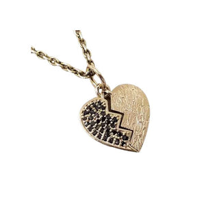 14k Gold Broken Heart Pendant With Black Diamonds - K Jewelry Accessories