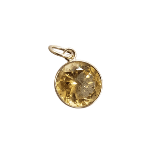 14k Gold Round Yellow Citrine Pendant - K Jewelry Accessories