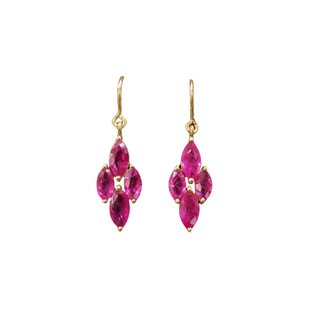 18k Ruby Earrings Gold Leaf Shape - K Jewelry Accessories