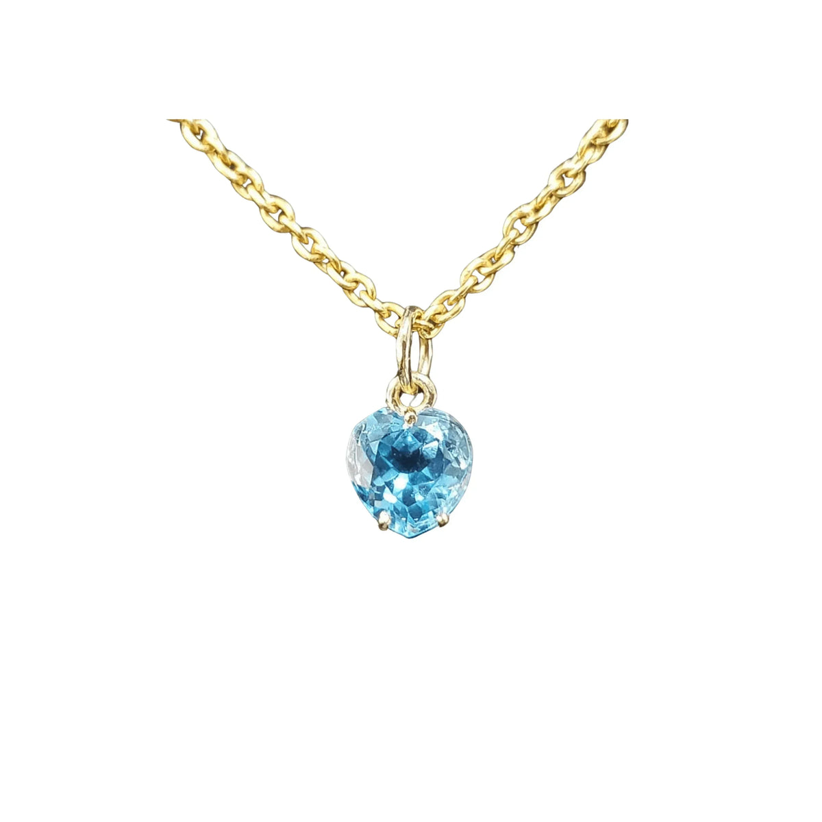 14k Gold Swiss Blue Topaz Pendant Heart Shape - K Jewelry Accessories