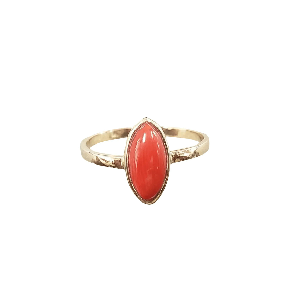 14k Gold Marquise Shape Italian Coral Ring - K Jewelry Accessories