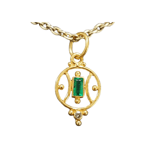 18k Gold Zambian Emerald Baguette Designer Pendant - K Jewelry Accessories