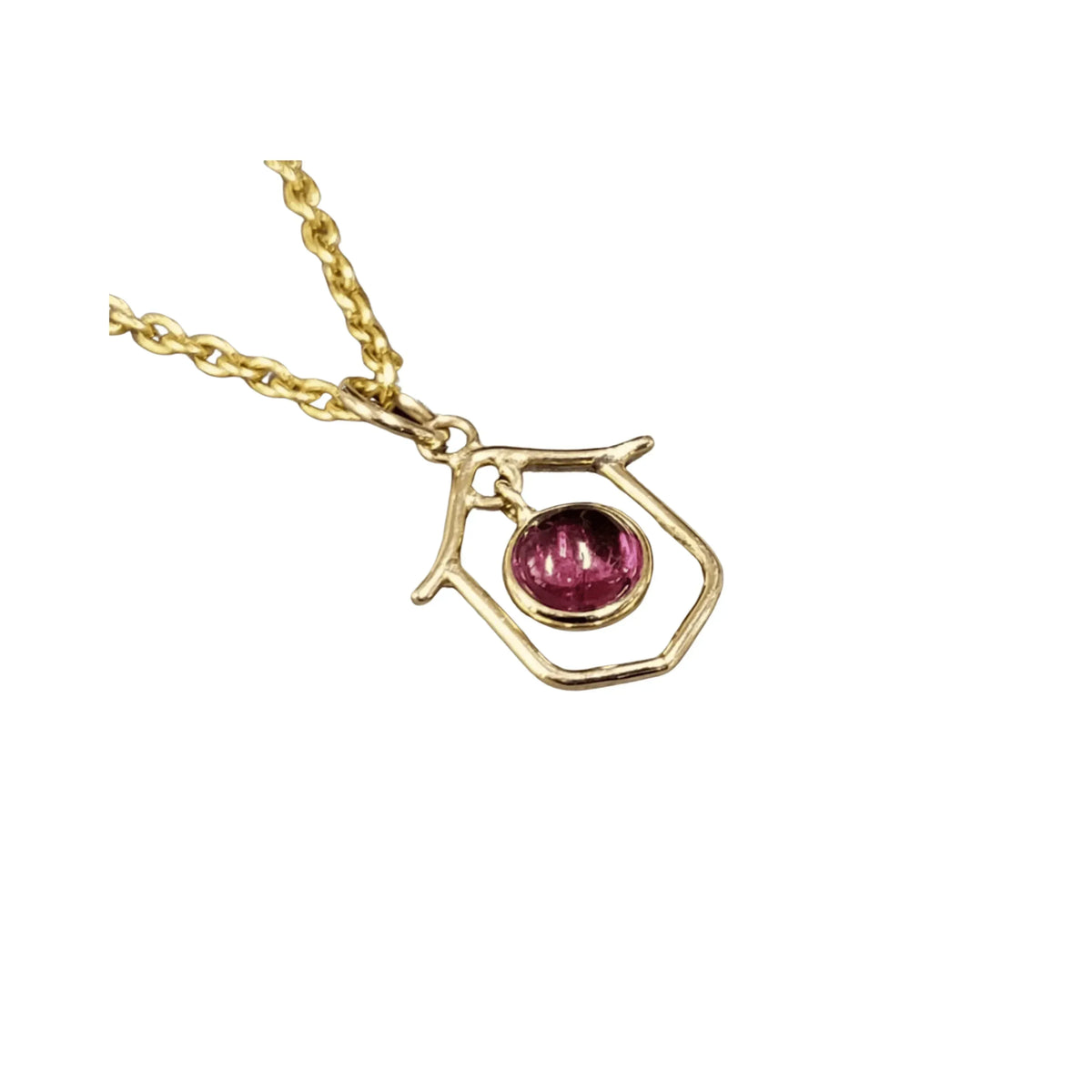 14k Gold Pink Tourmaline Charm Pendant for women - K Jewelry Accessories