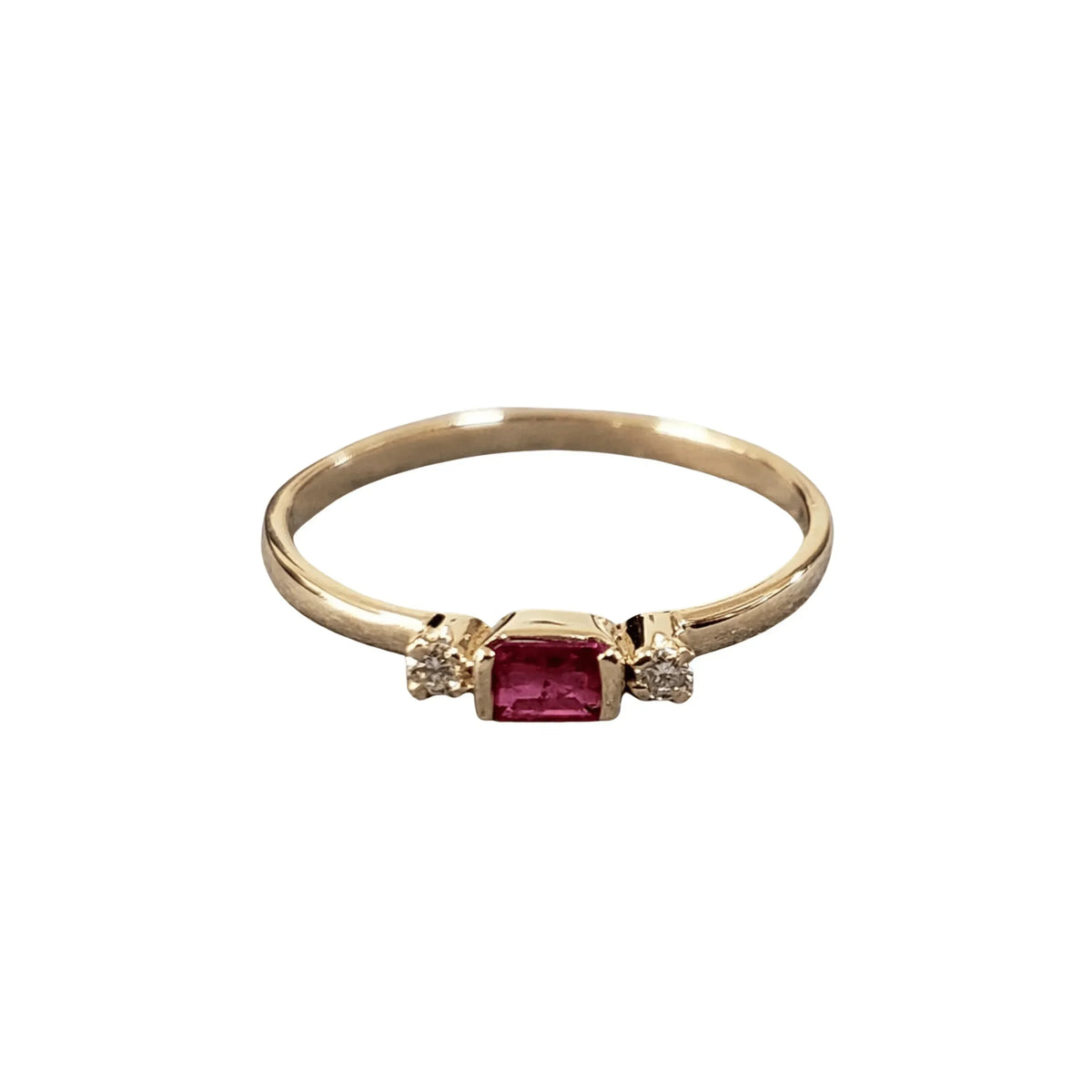 14k Gold Baguette Ruby & Diamond Ring - K Jewelry Accessories