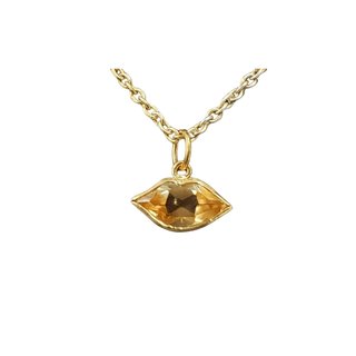 18k Gold Yellow Citrine Lips Pendant - K Jewelry Accessories