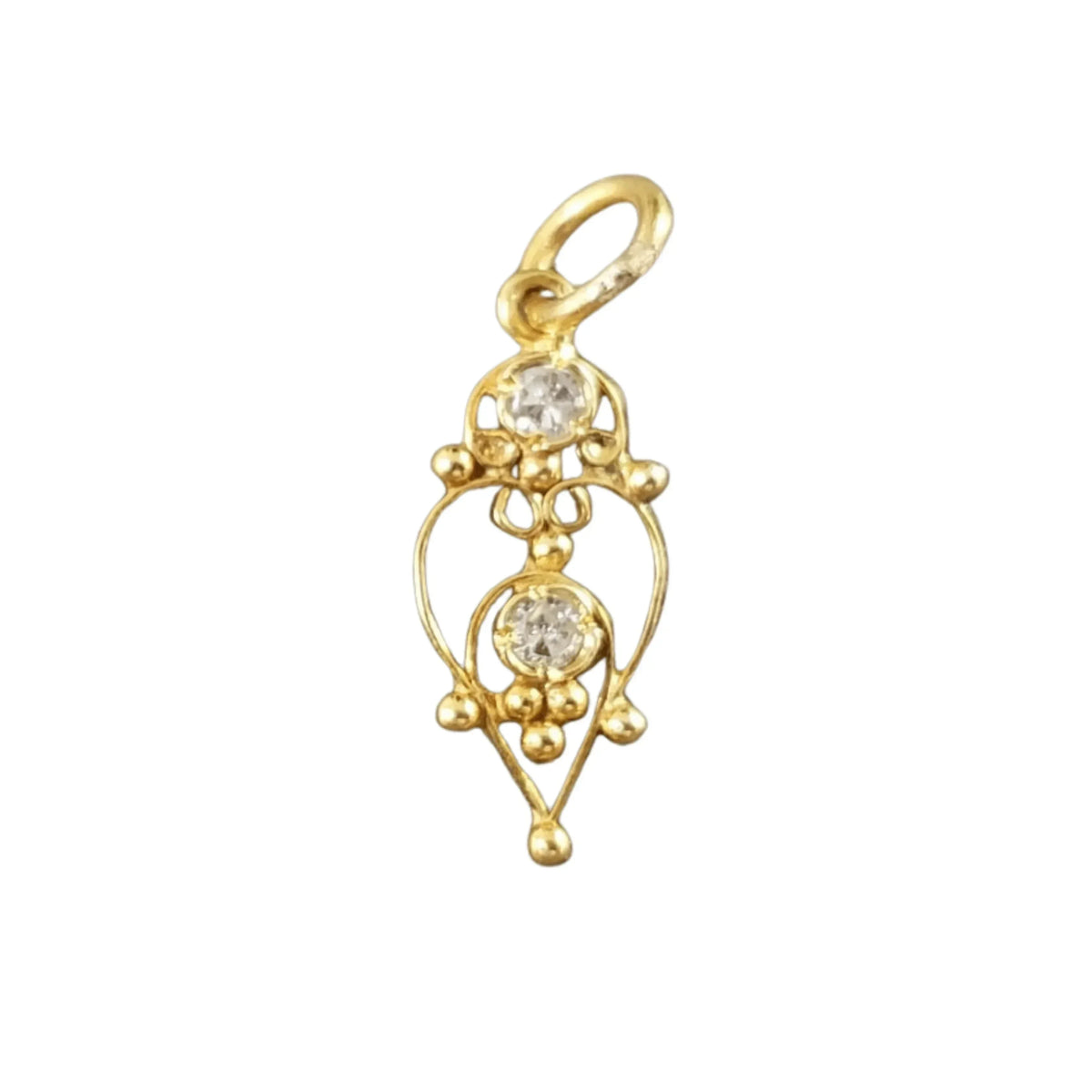18k Gold Diamond Pendant Two Stone Charm For Her - K Jewelry Accessories