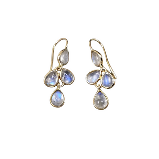 14 karat Gold Rainbow moonstone Gold Earring for june birthstone month made with natural stones