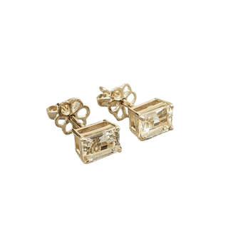 14k Gold Rectangle Aquamarine Studs Earrings - K Jewelry Accessories