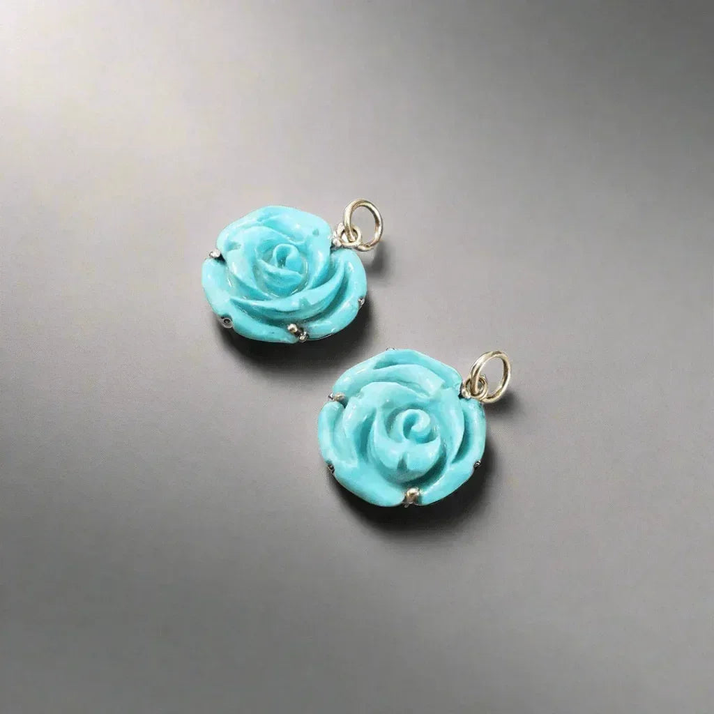 14k Gold Arizona Turquoise Flower Pendant Handmade - K Jewelry Accessories