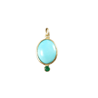 14k Gold Arizona Turquoise Pendant With Emerald Stones - K Jewelry Accessories