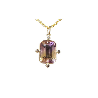 14k Gold Ametrine and Diamond Pendant