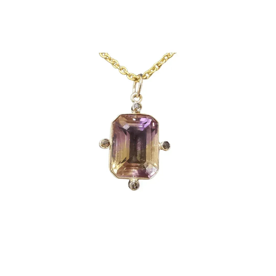 Natural Diamond and Ametrine Pendant Gold 14k - K Jewelry Accessories