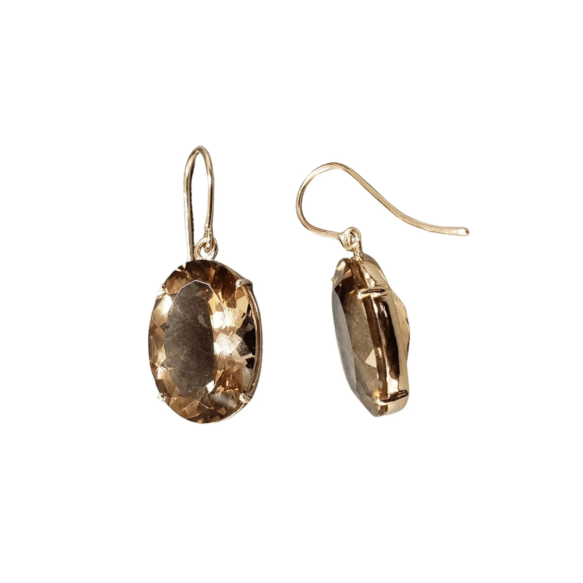 14k Gold Champagne Quartz Earrings - K Jewelry Accessories