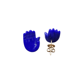 14k Gold Lapis Lazuli Earrings Palm Shape Studs - K Jewelry Accessories