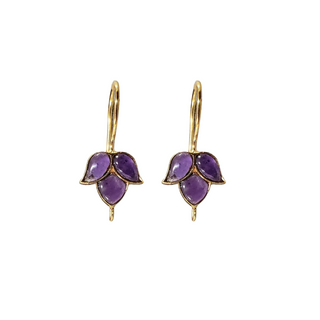 14 karat Gold Purple Leaf Shape Amethyst  Drop Earrings February  Month Birthstone Jewelry For Women With Elegant And Minimalistic Design