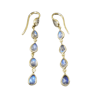 14k Gold Rainbow Moonstone Earrings Drop - K Jewelry Accessories