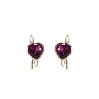 14k Rhodolite Garnet Gold Hear Earrings - K Jewelry Accessories