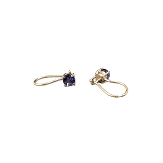 14k Gold Round Tanzanite Drop Earrings - K Jewelry Accessories