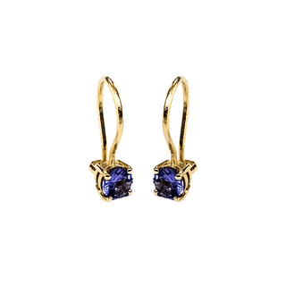 14k Gold Round Tanzanite Drop Earrings - K Jewelry Accessories