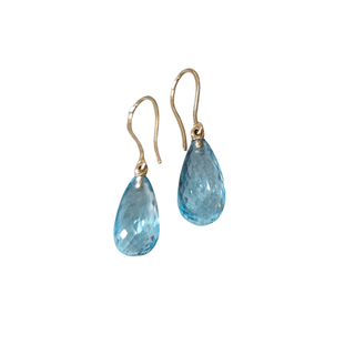 Tear Drop Swiss Blue Topaz Earrings Gold 14k - K Jewelry Accessories