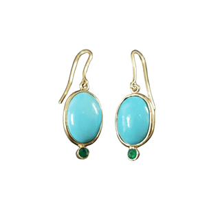 14k Gold Turquoise Emerald Earrings - K Jewelry Accessories