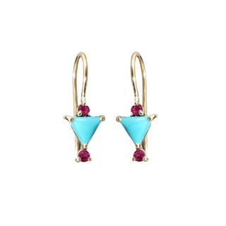 14k Gold Turquoise And Ruby Earrings - K Jewelry Accessories