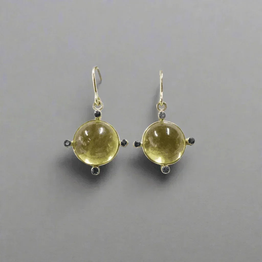 14k Gold Natural Lemon Quartz and London Blue Topaz Gold Earrings Women - K Jewelry Accessories