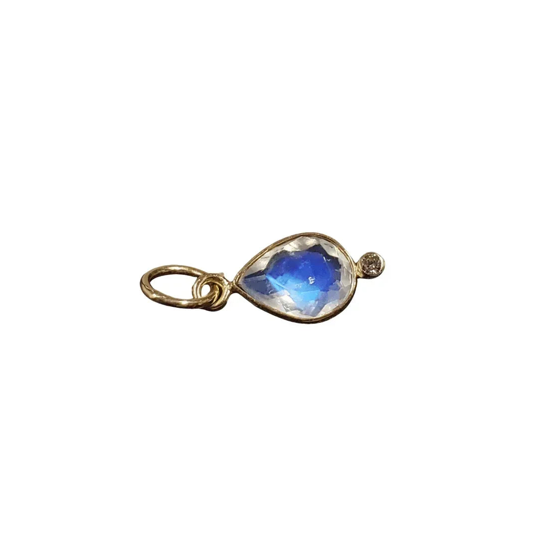 14K Gold Rainbow Moonstone And Diamond Pendant - K Jewelry Accessories