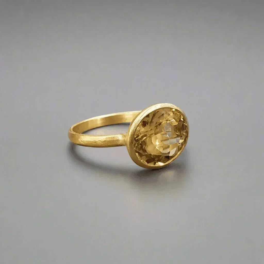 14k Gold Citrine Statement Ring Unisex - K Jewelry Accessories