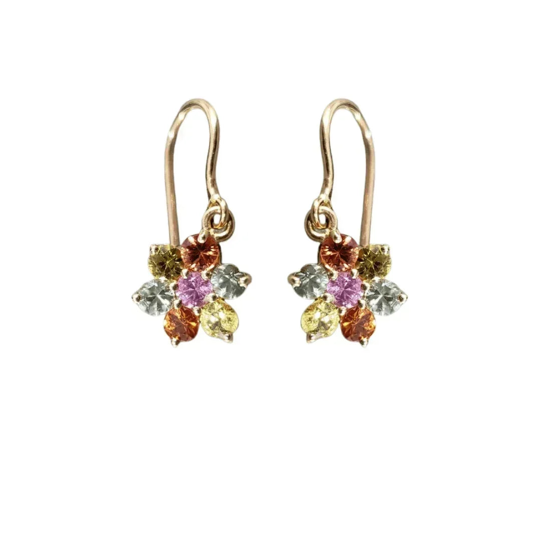 14k Gold Natural Multi Sapphire Dangle Earrings For Women - K Jewelry Accessories
