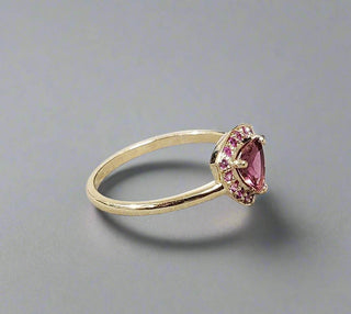 Pink Tourmaline with Ruby Ring 14k Gold - K Jewelry Accessories
