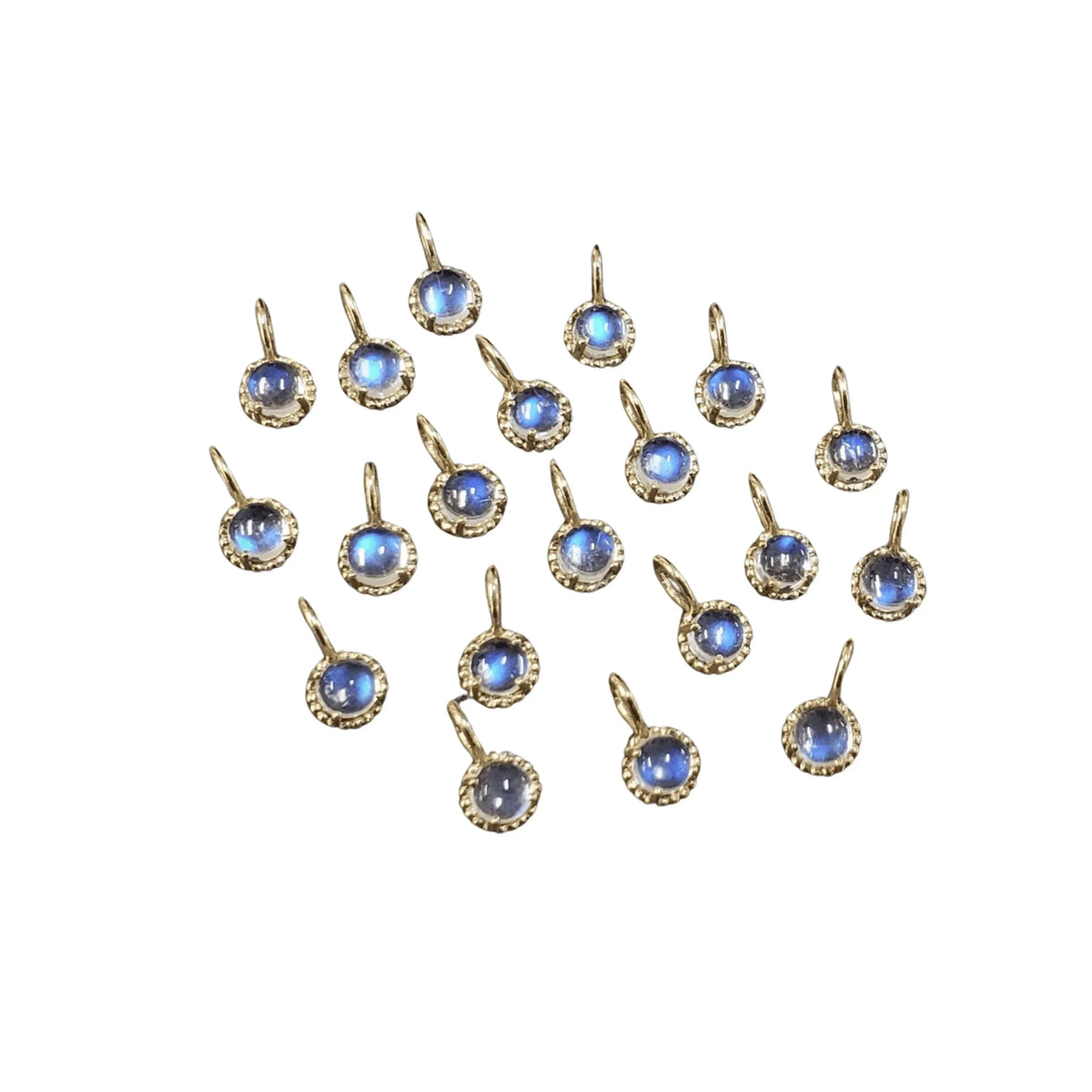 14k Gold 4 mm Round Rainbow Moonstone Charm - K Jewelry Accessories