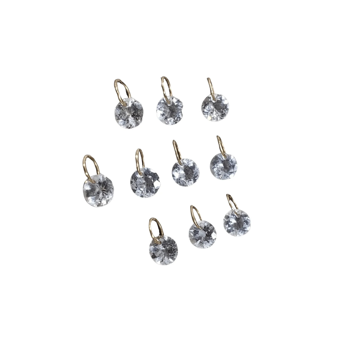 14k Gold Aquamarine Drilled Round Charms - K Jewelry Accessories
