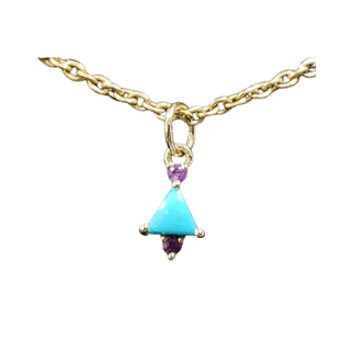 14k Gold Arizona Sleeping Beauty Turquoise with Amethyst Pendant - K Jewelry Accessories