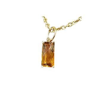 14k Gold Baguette Shape Citrine Stone Pendant - K Jewelry Accessories