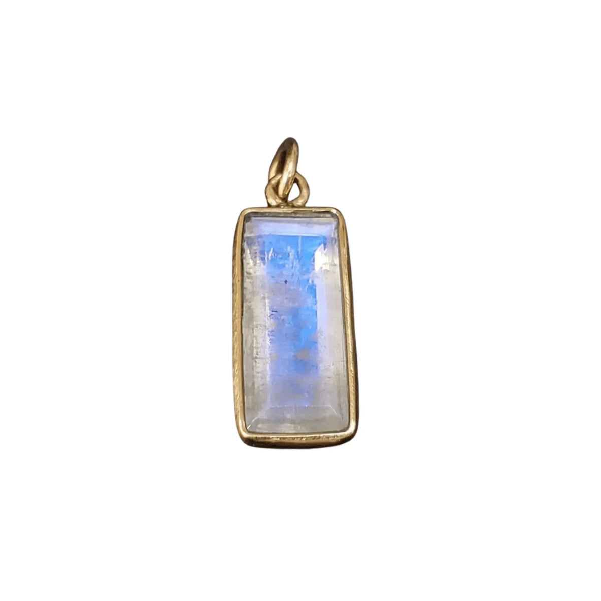 14k Gold Bezel Set Moonstone Baguette Pendant - K Jewelry Accessories