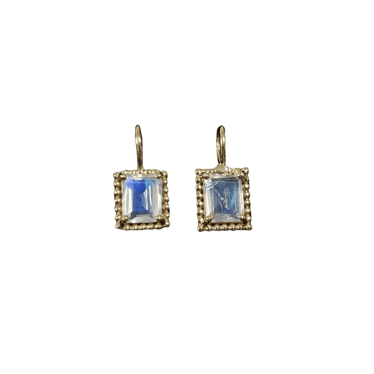 14k Gold Blue Fire Rainbow Moonstone Charm Gold Pendant - K Jewelry Accessories