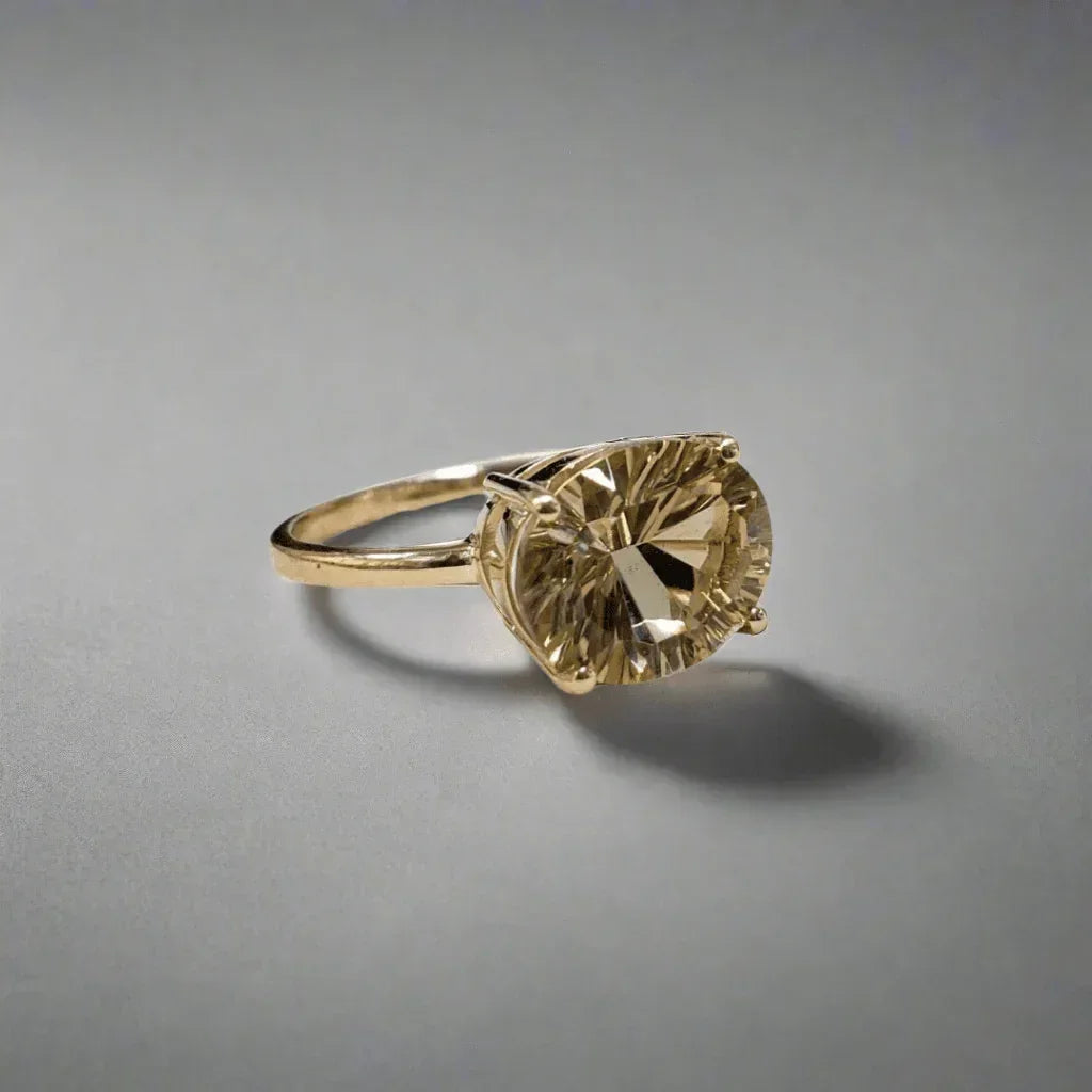 14k Gold Champagne Quartz Ring - K Jewelry Accessories