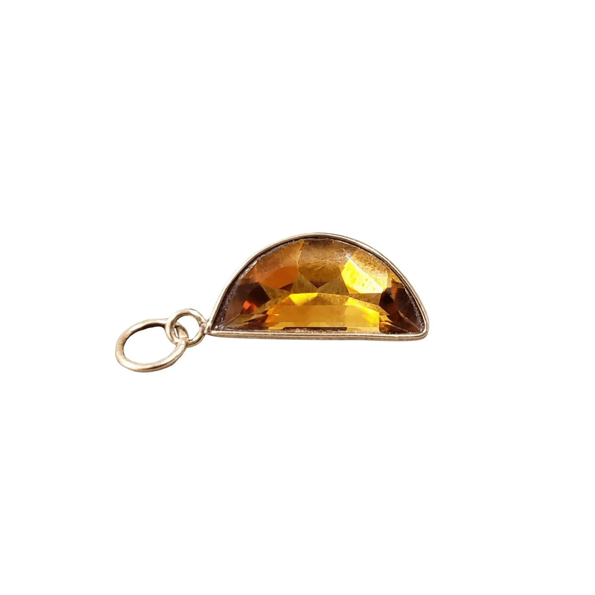 14k Gold Citrine Pendant Half moon shape natural jewelry - K Jewelry Accessories