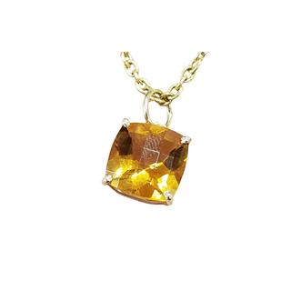 14k Gold Cushion Shape Citrine Pendant - K Jewelry Accessories