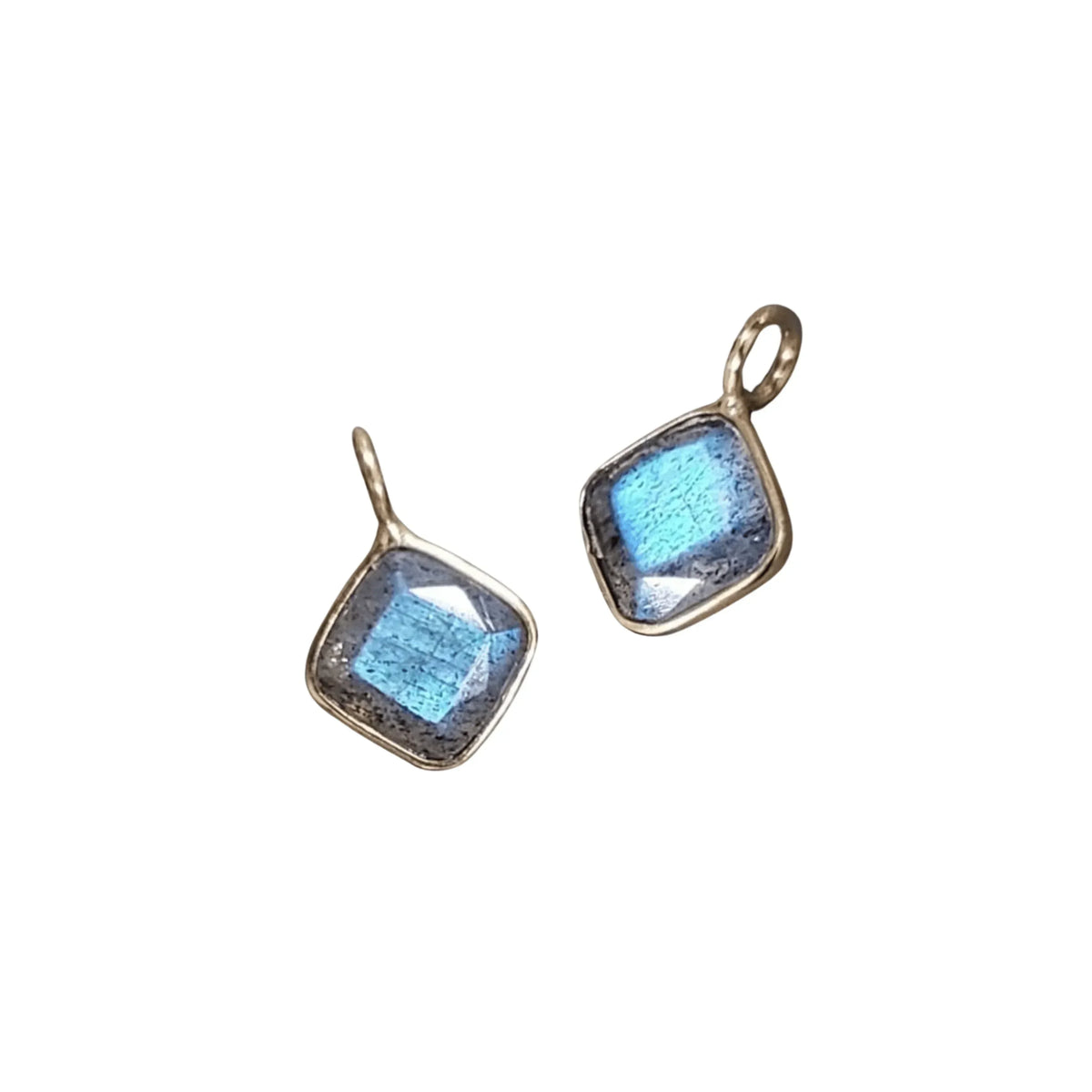 14k Gold Cushion Shaped Labradorite Charm Pendant - K Jewelry Accessories