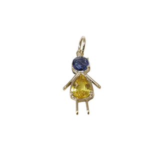 14k Gold Doll Blue & Yellow Sapphire Pendant - K Jewelry Accessories