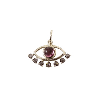 Evil Eye 14k Gold Round Tourmaline and Diamond Pendant - K Jewelry Accessories