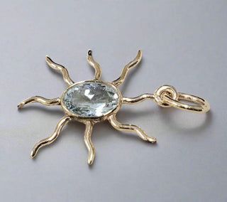14k Gold Glazing Sun Natural Aquamarine Pendant - K Jewelry Accessories