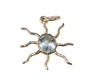 14k Gold Glazing Sun Natural Aquamarine Pendant - K Jewelry Accessories