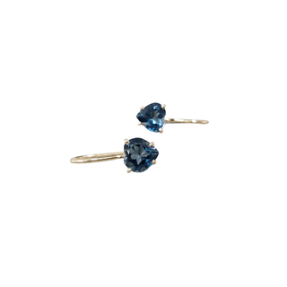 Solid Gold Heart Cut London Blue Topaz 14k Earring For Women - K Jewelry Accessories