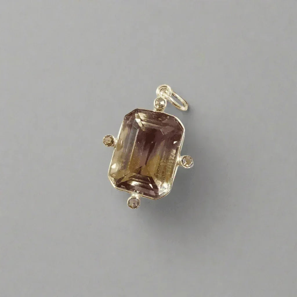 Natural Diamond and Ametrine Pendant Gold 14k - K Jewelry Accessories