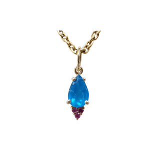14k Gold Natural Neon Apatite and Ruby Pendant - K Jewelry Accessories