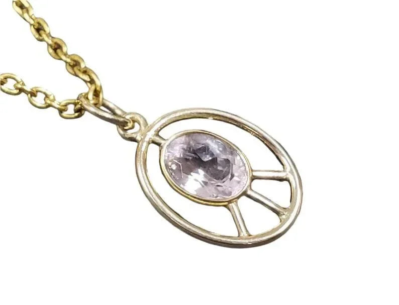 14k Gold Peace Symbol Pink Morganite Pendant - K Jewelry Accessories